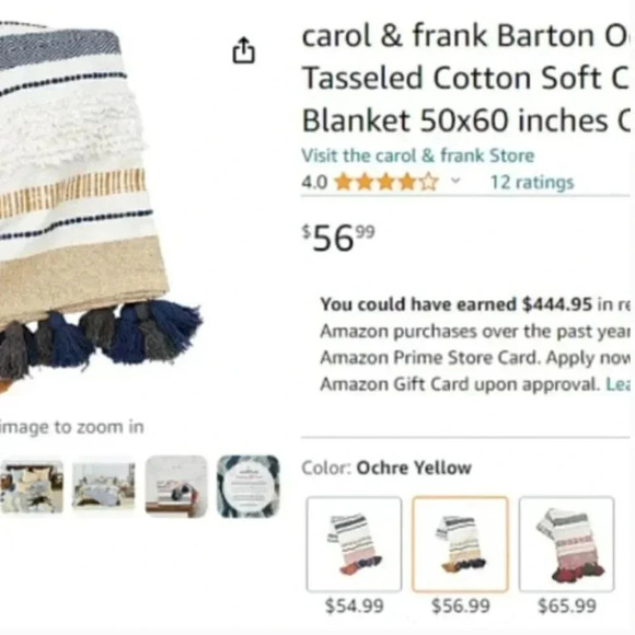 *NWT* Home Decor - Accents - Tufted Throw Blanket w/ Tassel Trim - TJ Maxx - Picture 4 of 5